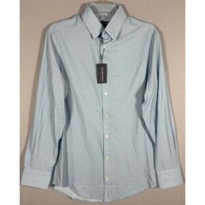 NWT Mizzen Main Leeward Shirt Men S Light Blue Geometric Trim Fit Performance